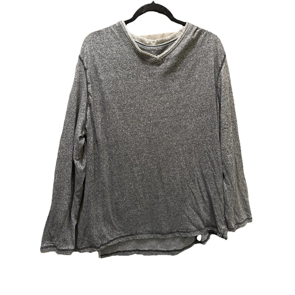 LEE Men's Size XL Shirt Knit Grey Black Henley Pullover Stitched Hems SPOT READ